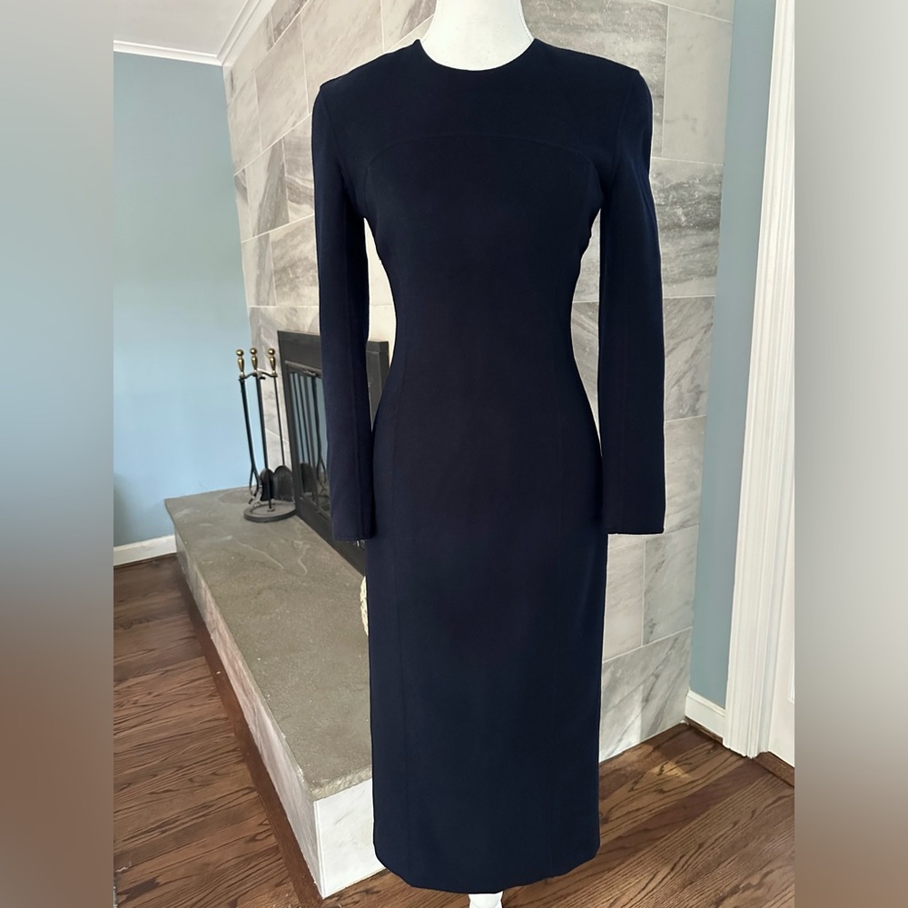 NWOT Massimo Dutti Studio Wool Blend Dress, Dark Navy- Size XS.